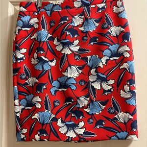 J. Crew Red and Blue Floral Mini Skirt